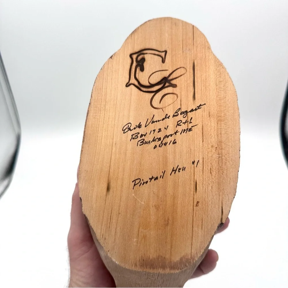 Handmade Folk Art Carved Wood Pintail Duck ERIK VANDE BOGART - Picture 3 of 10